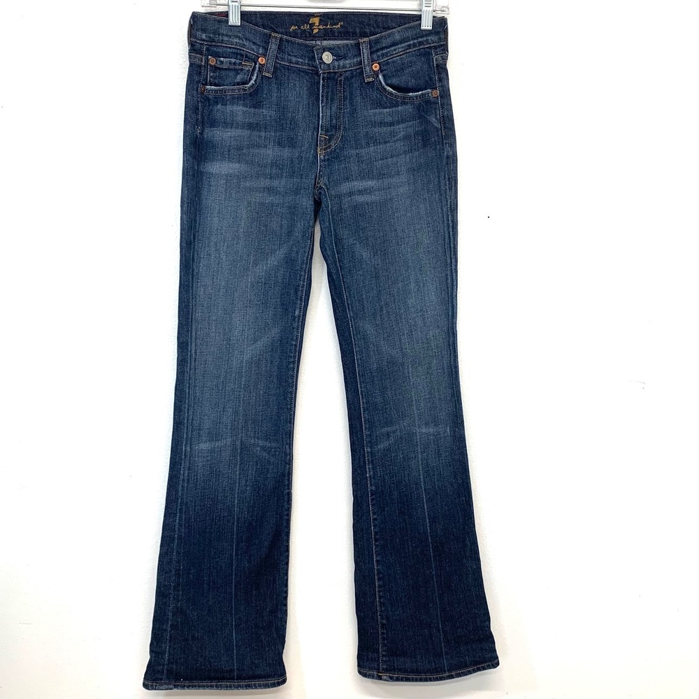 7 For All Mankind Bootcut Low Rise Dark Wash Jeans Woman 27 Retro Y2K Made USA